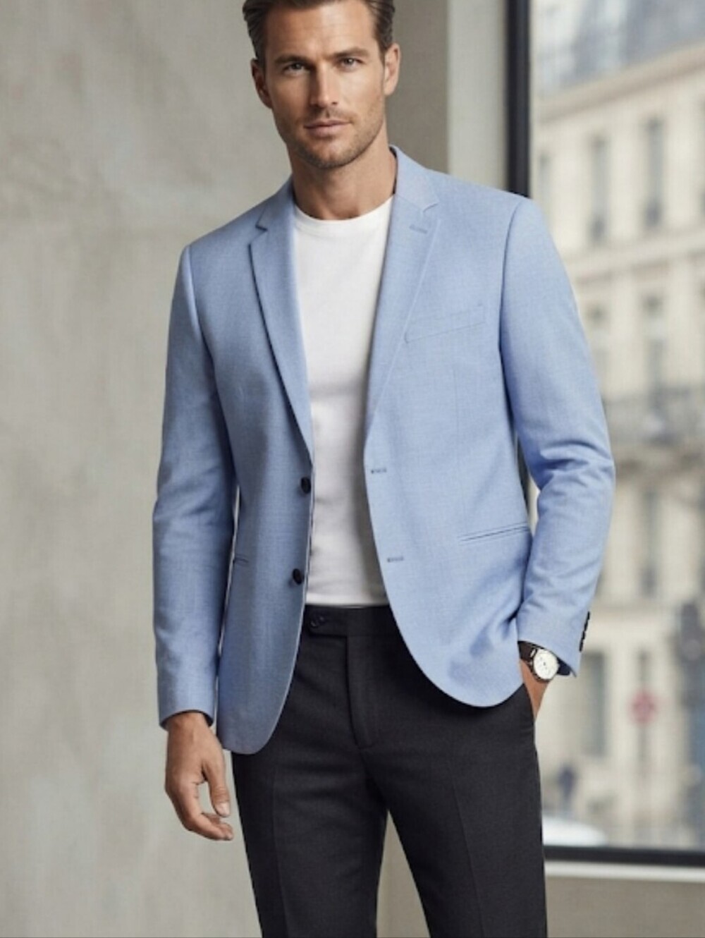 NWOT H&M slim fit mens coat jacket button Sz M